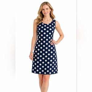 Tommy Hilfger Navy Polka Dot Sleeveless Dress Size 16